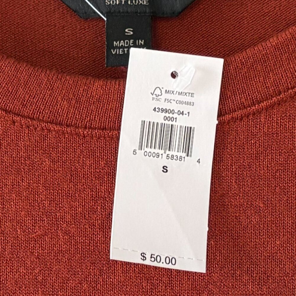 Banana Republic Women's Rust Forever Crew Long Sleeve Sweater Size Small - Picture 6 of 8